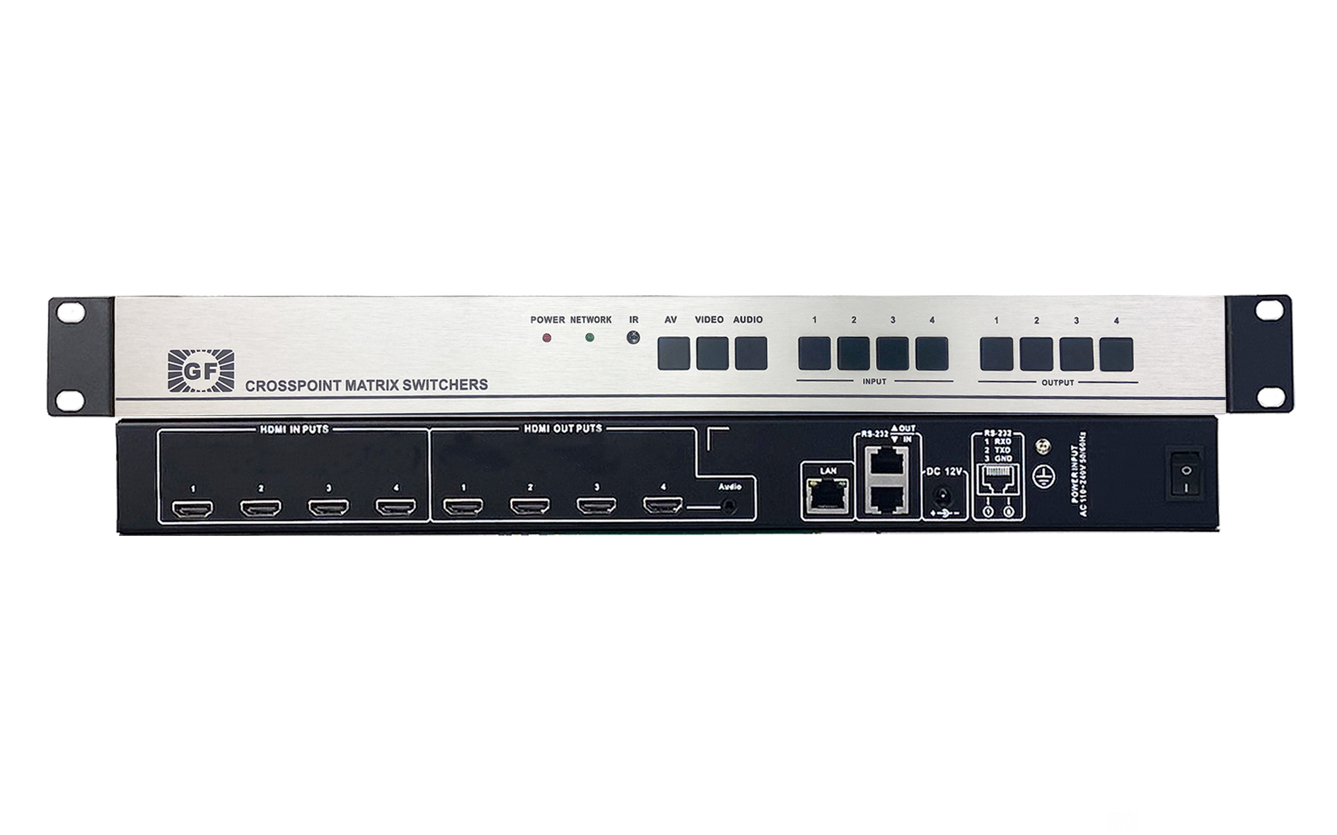 HDMI高清4進(jìn)4出帶音頻分離矩陣